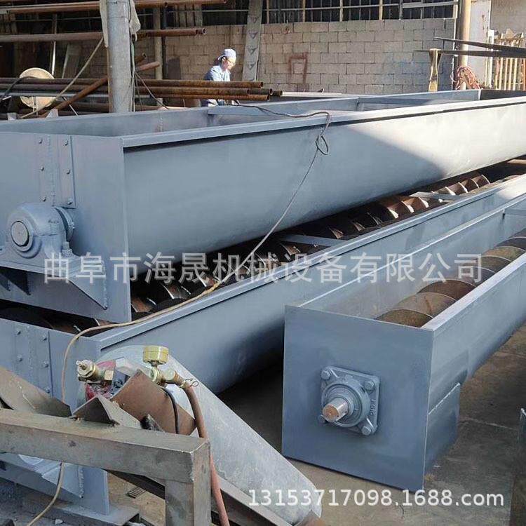 U型污泥送料机图片海晟石子绞龙上料机矿渣加厚U型螺旋输送机