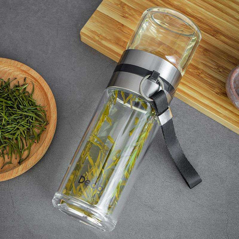 德铂debo双层玻璃杯加厚隔热防爆耐高温茶水分离泡茶杯特尔斯