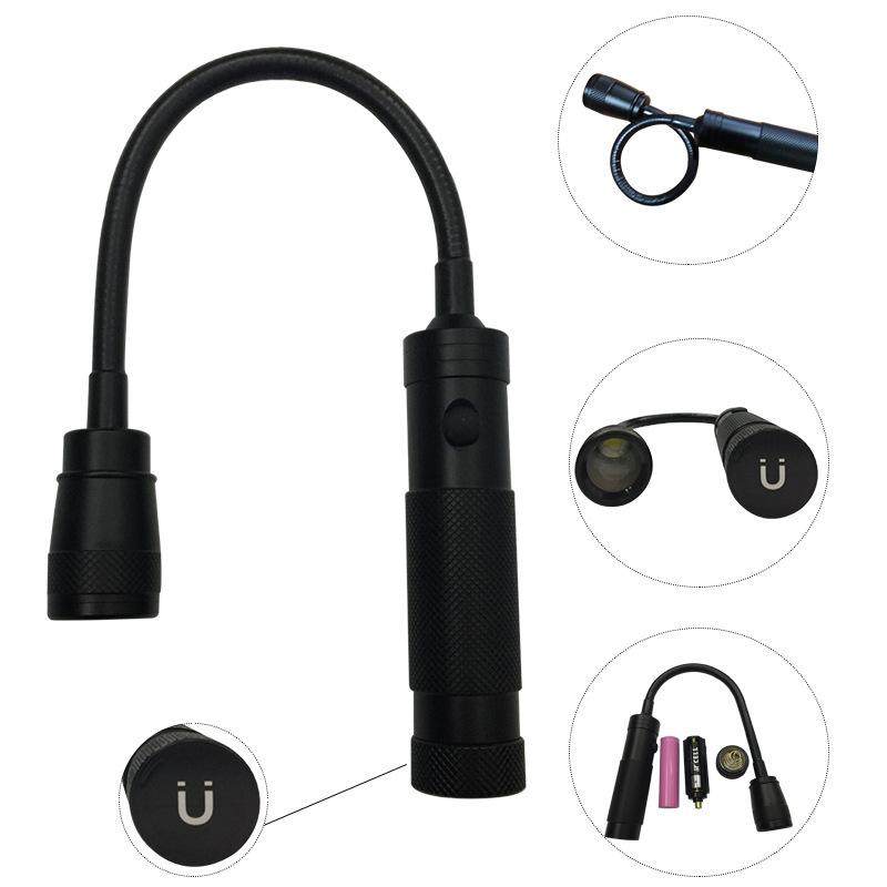 60弯曲软管变焦T6手电筒LED照明工作灯磁铁检修灯烧烤台灯小夜灯