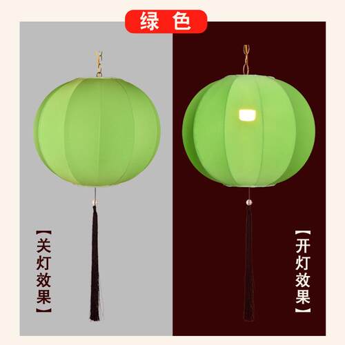 圆球灯笼新款元旦黄色橙色可连串景区装饰户外防水新中式布艺吊灯