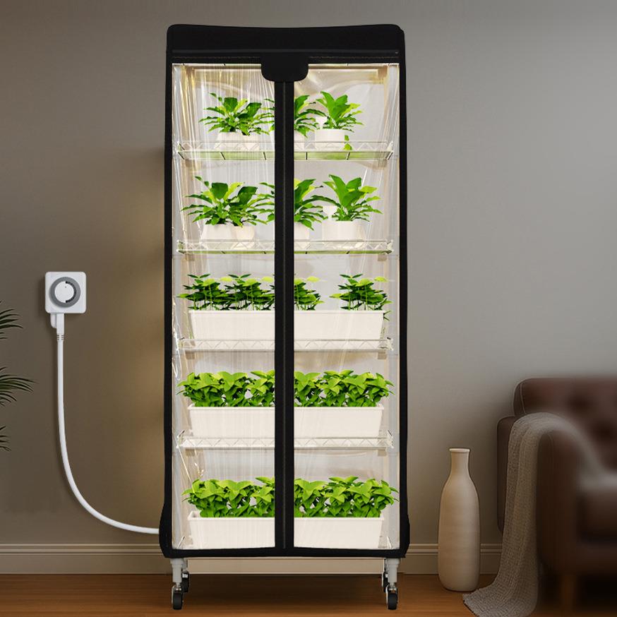 2025新款带滑轮可移动蔬菜蘑菇生长帐篷室内种菜水培植物种植帐篷