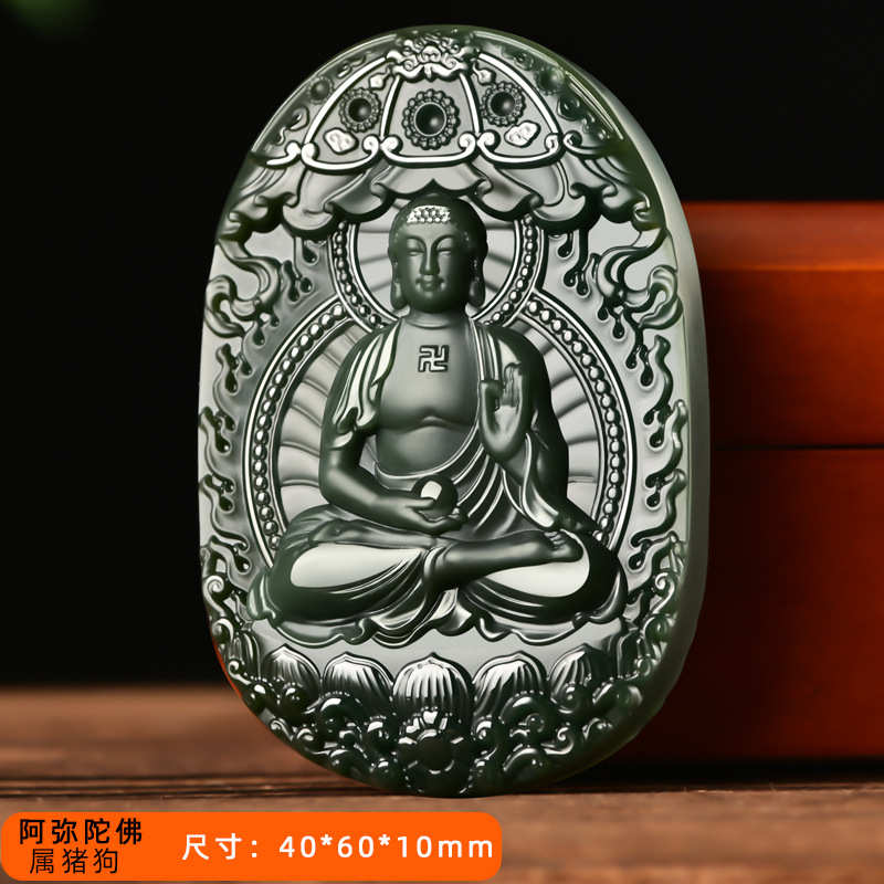 源头工厂定制和田玉塔青细料新款八大守护神吊坠雕刻十二生肖玉牌