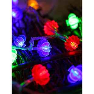 彩灯，中国结串灯，闪烁彩灯，五彩缤纷的家，新年和春节气氛装饰