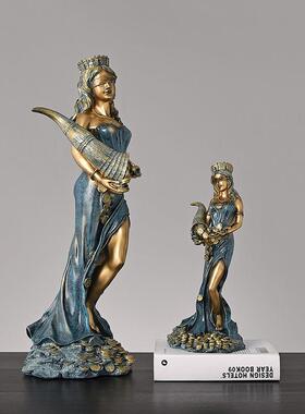 欧式财富女神雕像树脂工艺品天使摆设家居装饰商务送礼桌面摆件