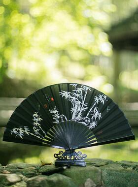 3ZBY批发扇子折扇风男士古风黑色小扇儿童随身便携折叠扇夏季女式