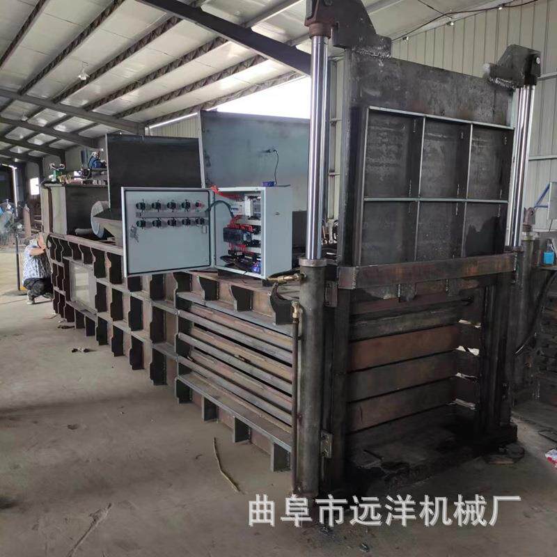 自动上料卧式打包机垃圾站废纸易拉罐打包机铁桶金属压块机