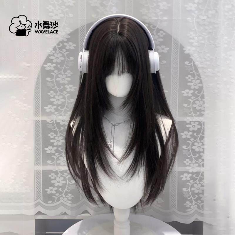 【忧郁女高】水舞沙高层次黑长直Lolita萌妹少萝日常仿真人假发套