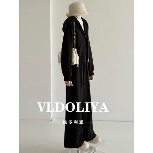 VLDOLIYA维多利亚时尚休闲运动套装女春2026新显瘦卫衣阔腿裤套装
