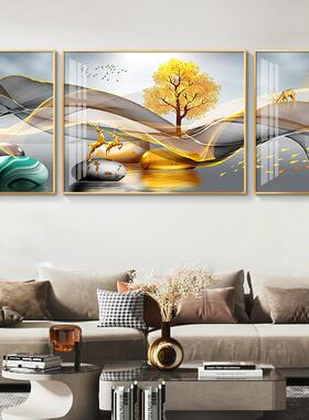 福禄装画简约现代沙发极背景墙挂画画山水画壁墙画简饰家居k0036