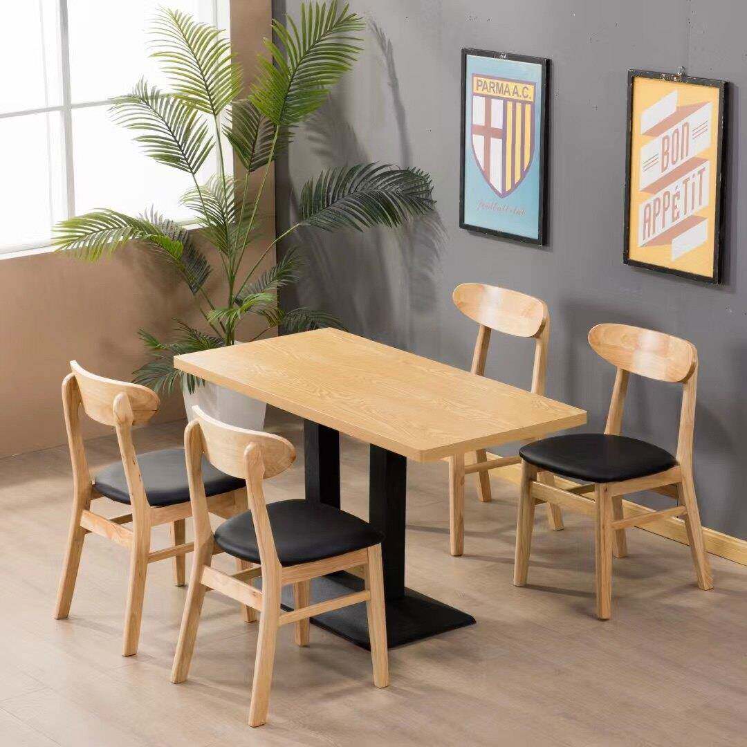 实木商用餐椅面 面馆小吃店奶茶汉堡麻辣烫早餐饭店快餐桌椅组合