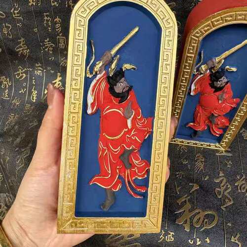 龙虎山发货天师钟馗令牌手工上彩枣木精雕令牌道家用品钟馗像令