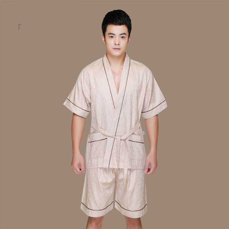 定制棉汗蒸服男按摩服洗浴中心浴衣时尚睡衣会所服足疗服桑拿套装
