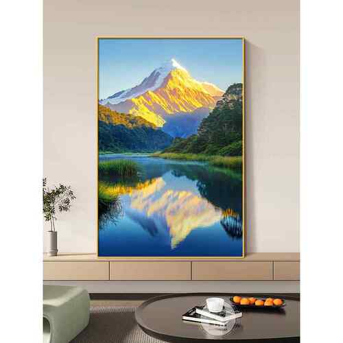 日照金山客厅沙发背景墙装饰画玄关挂画山水画靠山图高级感落地画