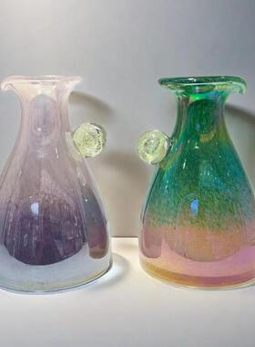 现代渐变复古法芬顿玻璃花瓶居家插花器软装摆件