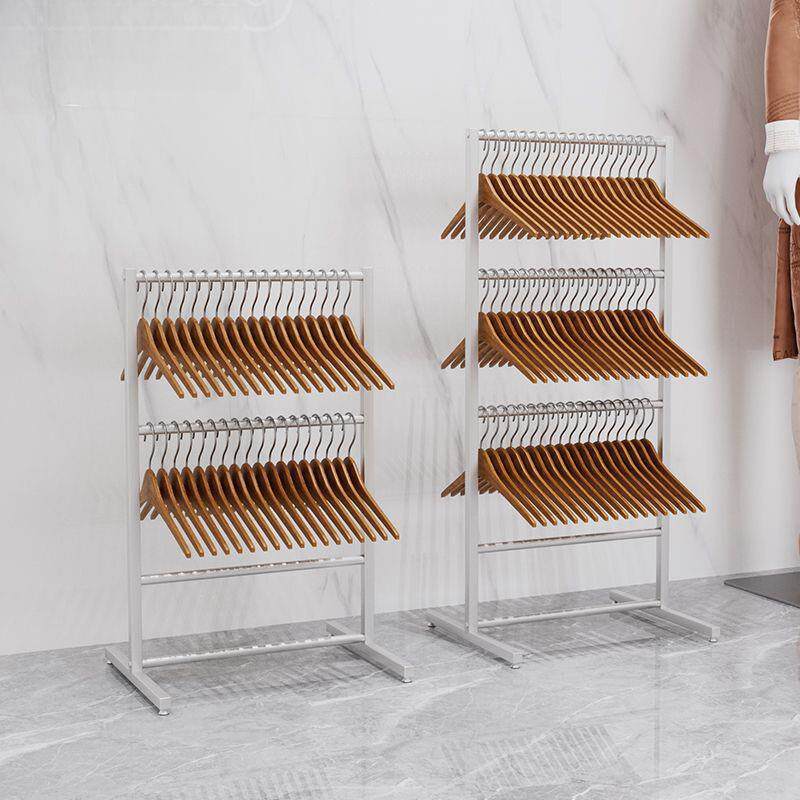 服装店衣架收纳家用落地可移动放衣架的架子多层铁艺收纳架
