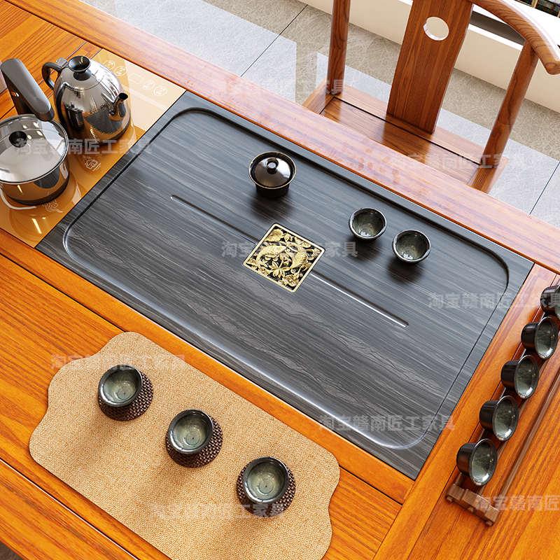 嵌入式茶盘石盘面板定制茶桌漏水面板下水板内嵌石板茶台接水托盘