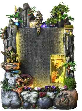 大型欧式水幕墙屏风水球假山流水喷泉酒店花园庭院鱼池水景观装饰