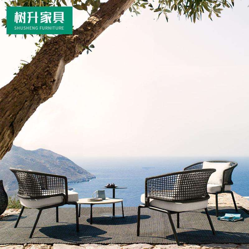 户外阳台休闲沙发茶几室外庭院绳编家具组合露天聊天洽谈沙发套件