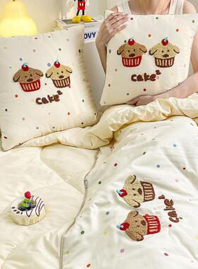 棉蛋糕小抱枕被纯二棉办公室午休抱狗枕被子合全RVD一车载靠枕午