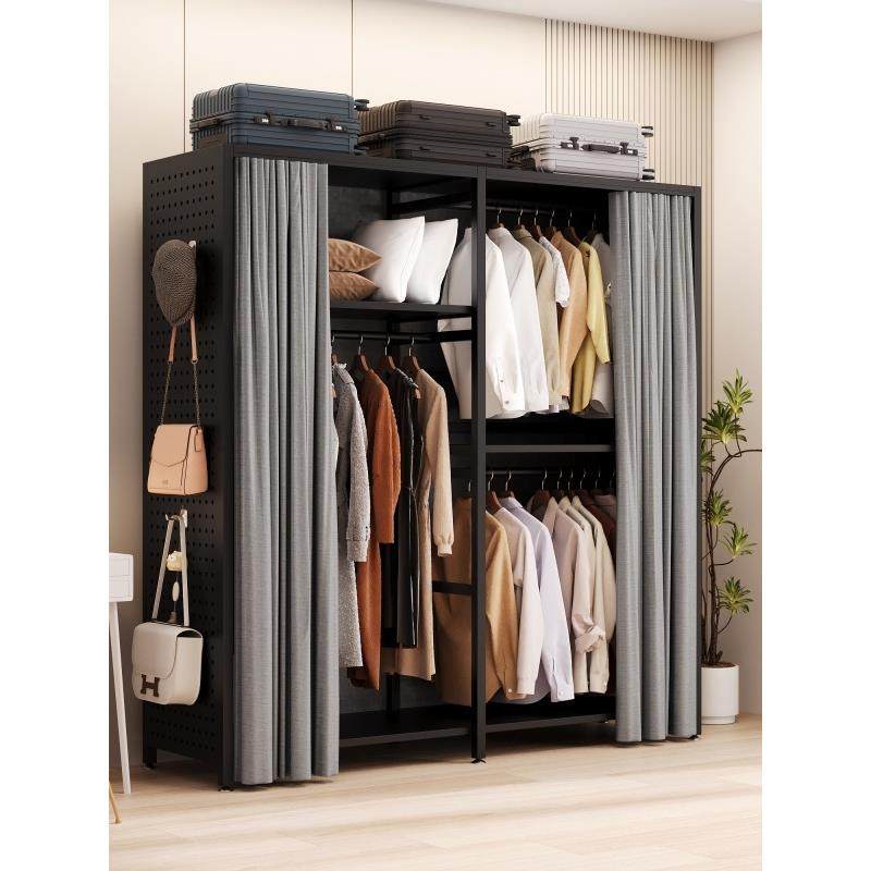 穿孔板衣柜卧室家庭步入式衣柜金属衣架加厚落地挂衣柜简单衣柜,住宅家具,独立衣柜,淘宝优惠券,粉丝福利购,淘宝优惠卷