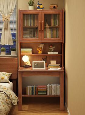 实木折叠书桌用书架一体桌家ECB电脑桌户型书柜组合伸小公缩办学