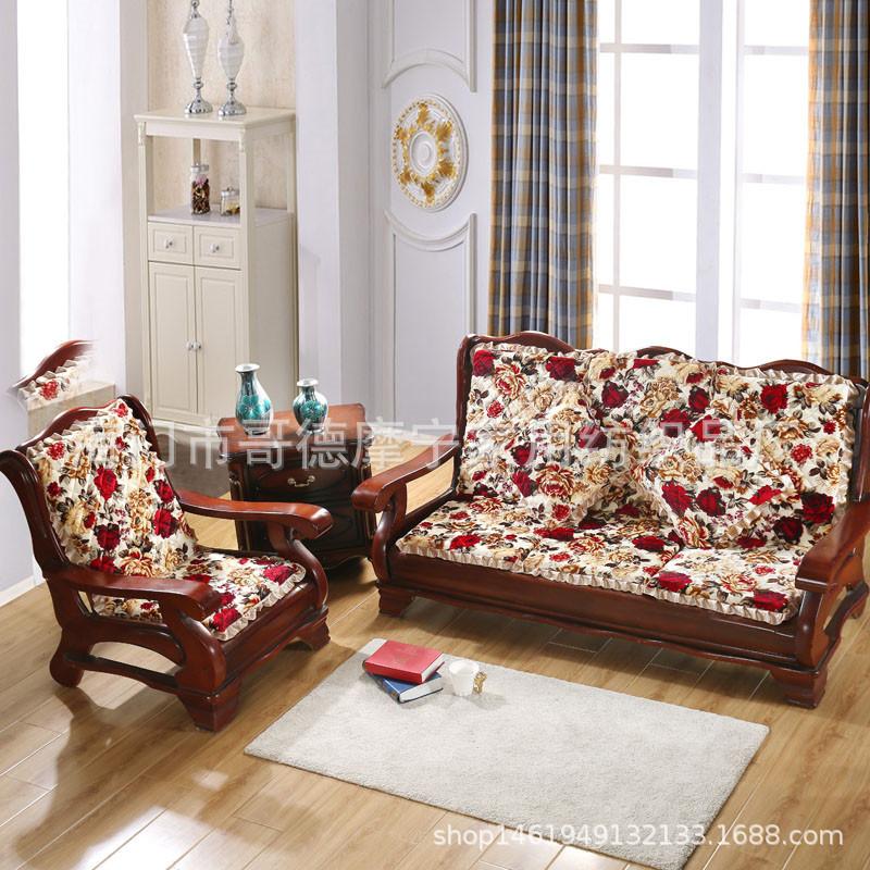 实木沙发垫带靠背木椅子坐垫靠垫连体一体红木凉椅垫子加厚座垫冬