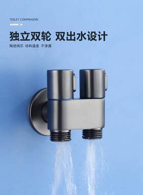 新款直销免打孔一进两出双控喷枪马桶伴侣冲喷水冲洗器家用冲水枪