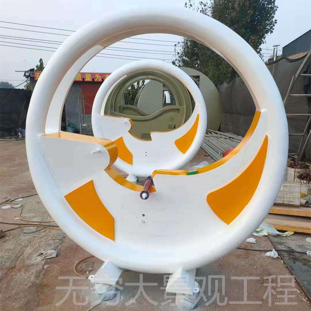 山东大型户外不锈钢脚踏发光喷泉单车 互动式水车无穷大厂家
