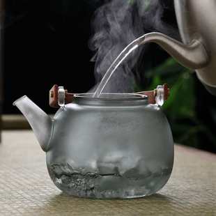 木把烟灰色透明玻璃梯梁壶家用可电陶炉加热煮茶器茶水分离泡茶壶
