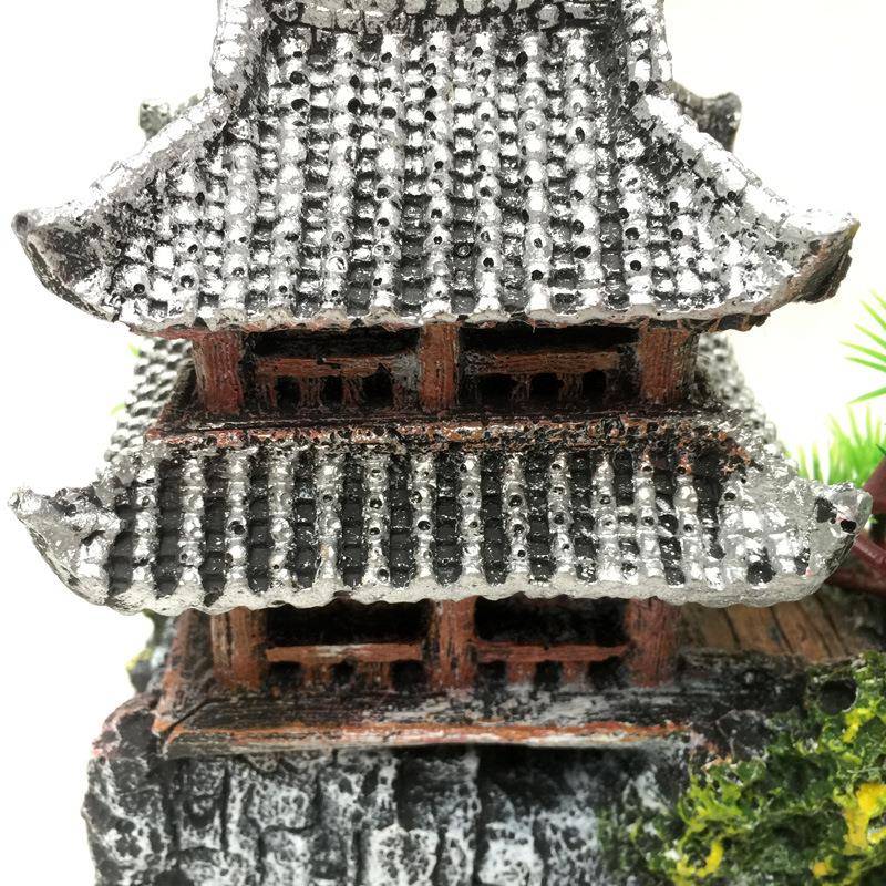 新款直销鱼缸造景仿真房子水族箱装饰品树脂假山石江南小屋云鹤楼