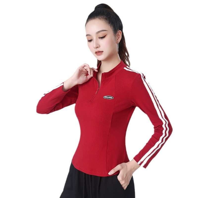 新品湘广场链长舞跑步服装袖秋季半拉运动慧2024锻炼成人女