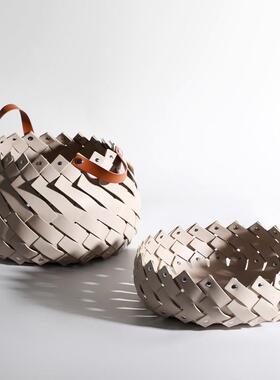 现代轻奢北欧风DY200757创意房皮革编制收纳筐收样装板饰衣帽间纳