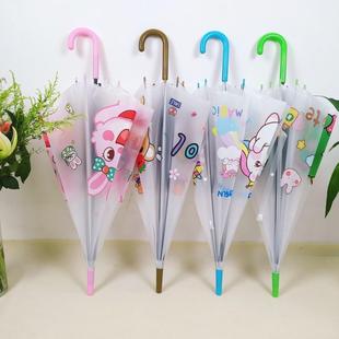 磨砂学生伞雨伞可爱创意透明poe清新自动小骨长柄厂家直销透明伞8