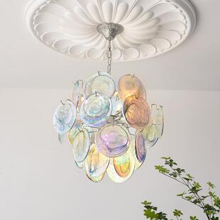 法式复古轻穆诺客吊灯奢中古风餐厅楼梯89卧室厅七彩拉玻璃装饰吊