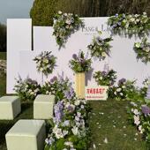 紫色婚庆地排花森系装 饰花排路引花婚礼舞台背景装 饰假花仿真花艺