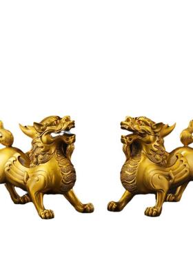铜EWX飞天角装貔貅摆件黄铜一对家居饰品饰品工艺品小独摆皮丘设