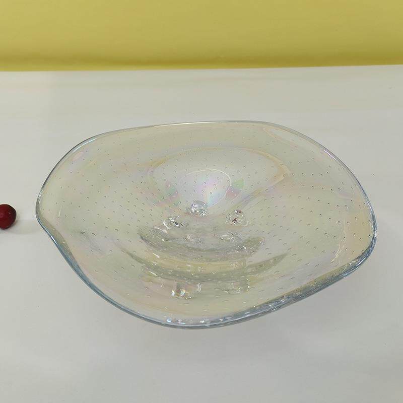 现代约轻玻璃果品盘现代简创意手工家居软装饰茶几盆奢高GZP档摆