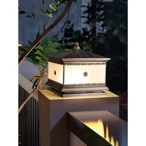 柱头灯太阳能接电两用户外防水别墅大门围墙门柱灯庭院灯中式全铜