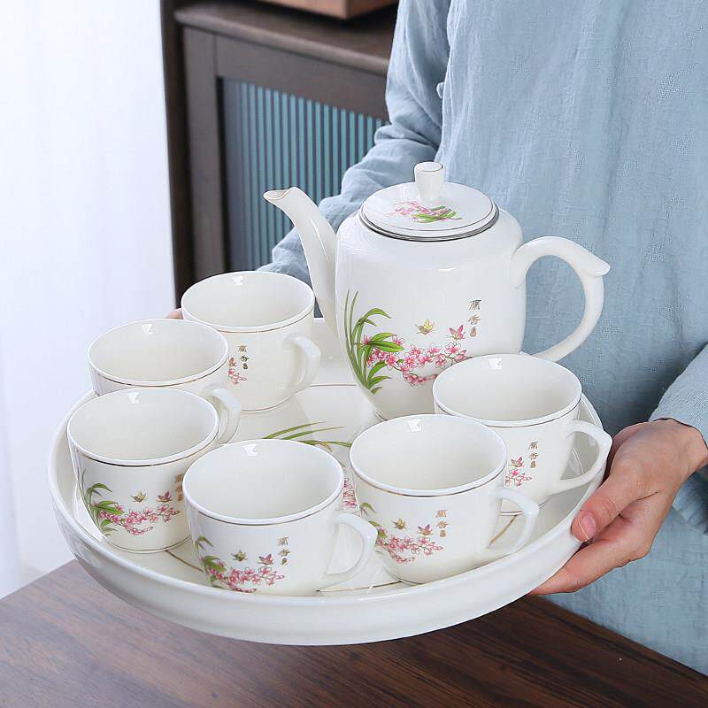 小清新陶瓷茶具整套家用中式现代简约大号带把手柄茶杯茶壶套组