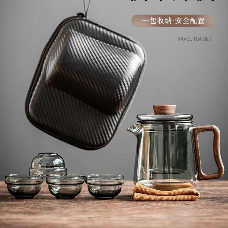 便携旅行玻璃茶具套装旅行茶具