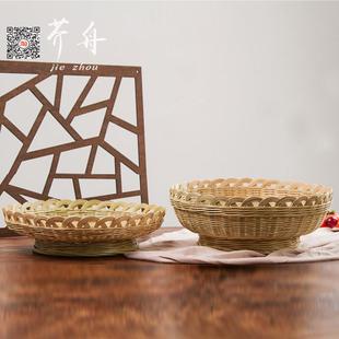 竹编篮手工馒头筐馍筐果篮竹子制品收纳筐簸箕竹筐竹篓托盘碗家用