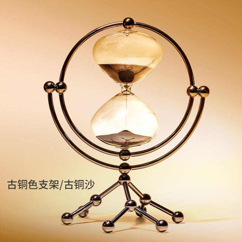 微方翻转沙漏创意礼品摆件典雅家具流光圆形书桌精美计时装饰品