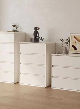 奶油风白色五斗柜卧室简约现代收纳柜三斗柜客厅实木储物柜抽屉柜