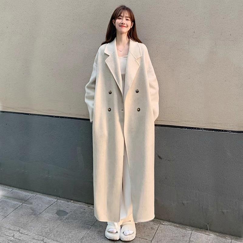 高个子羽绒加厚毛呢大衣女超长版到脚踝秋冬季高级感长版呢子外套