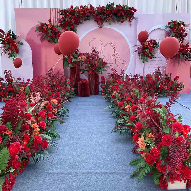 新款婚庆大款红色地排花仿真绢花装饰尤加利花排T台路引婚礼花,节庆用品/礼品,婚庆绢花,淘宝优惠券,粉丝福利购,淘宝优惠卷