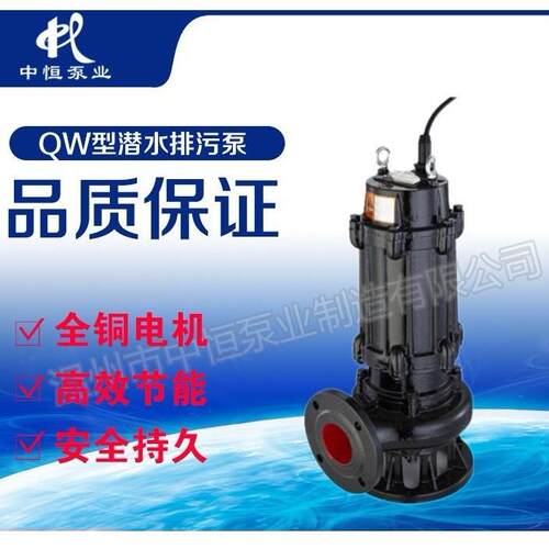 中恒泵业直销QW50-18-30-3潜水式排污泵污水泵移动立式无堵塞