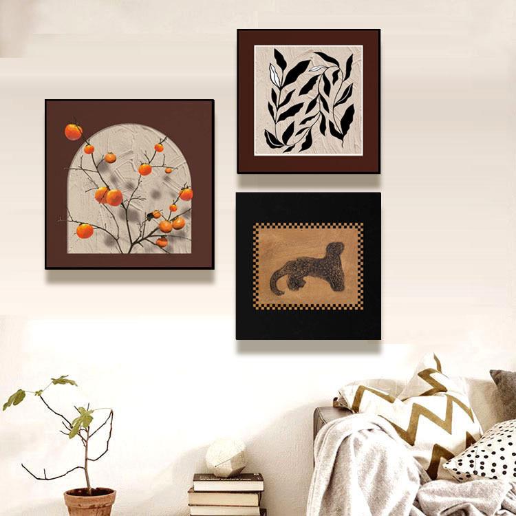 中古风高级感客厅装饰画沙发背景墙抽象艺术壁画法式复古组合挂画