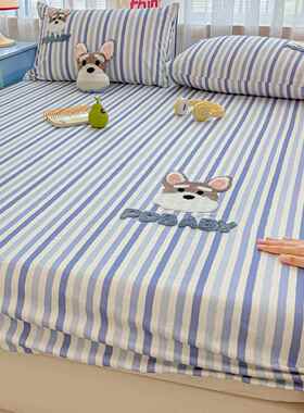 类棉老粗床笠单件全棉儿布童床罩床垫QUS套纯保护罩宿舍床单三A件