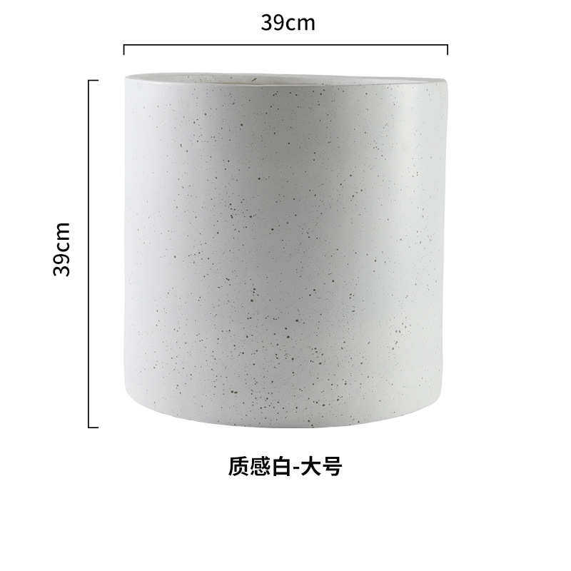 落地器客厅泥家居花盆绿黑白花室内大号寂风格圆形氧化镁侘盆大植