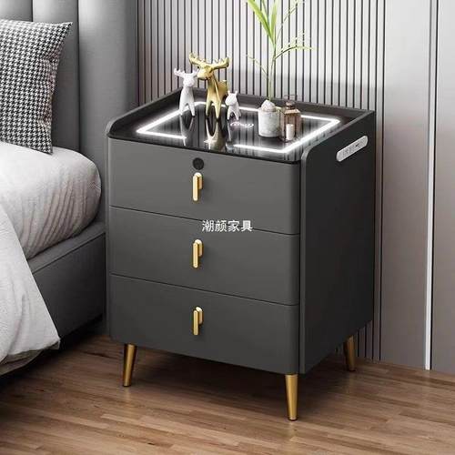 简智能床头柜实木三抽多CYGPKRWO功能现代充约卧室意家用式无线电